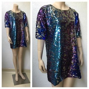 Multi Color Sequin Shirt Dress